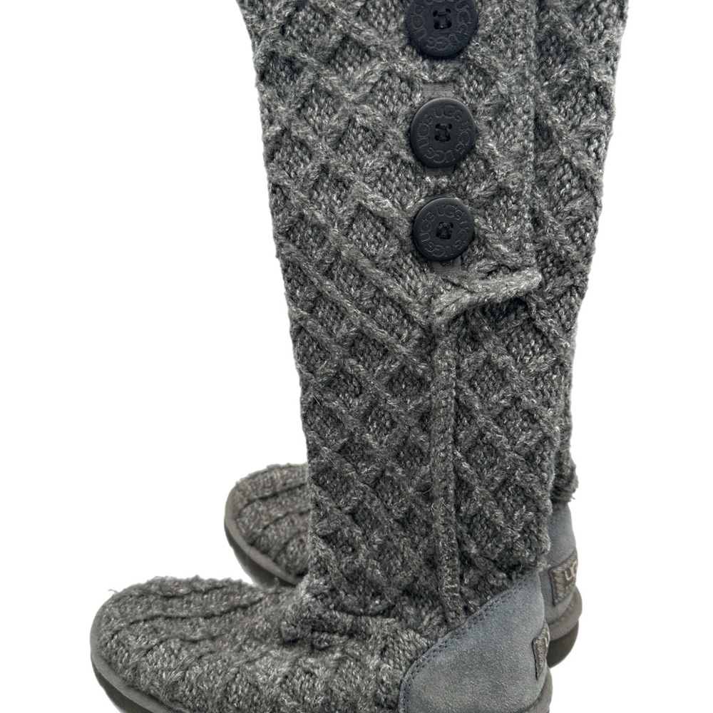 UGG Charcoal Knit Button Boots